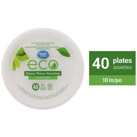 Great Value Eco Compostable Dinner Plates 25 cm