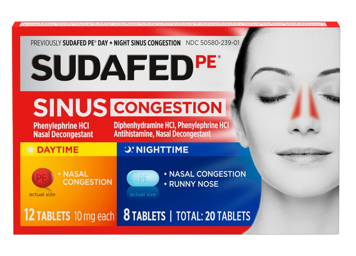 Sudafed PE Daytime & Nighttime Sinus Congestion Tablets 10 mg (20 ct)