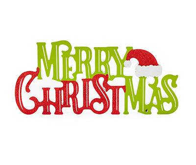 "Merry Christmas" Santa Hat Wordscript Sign