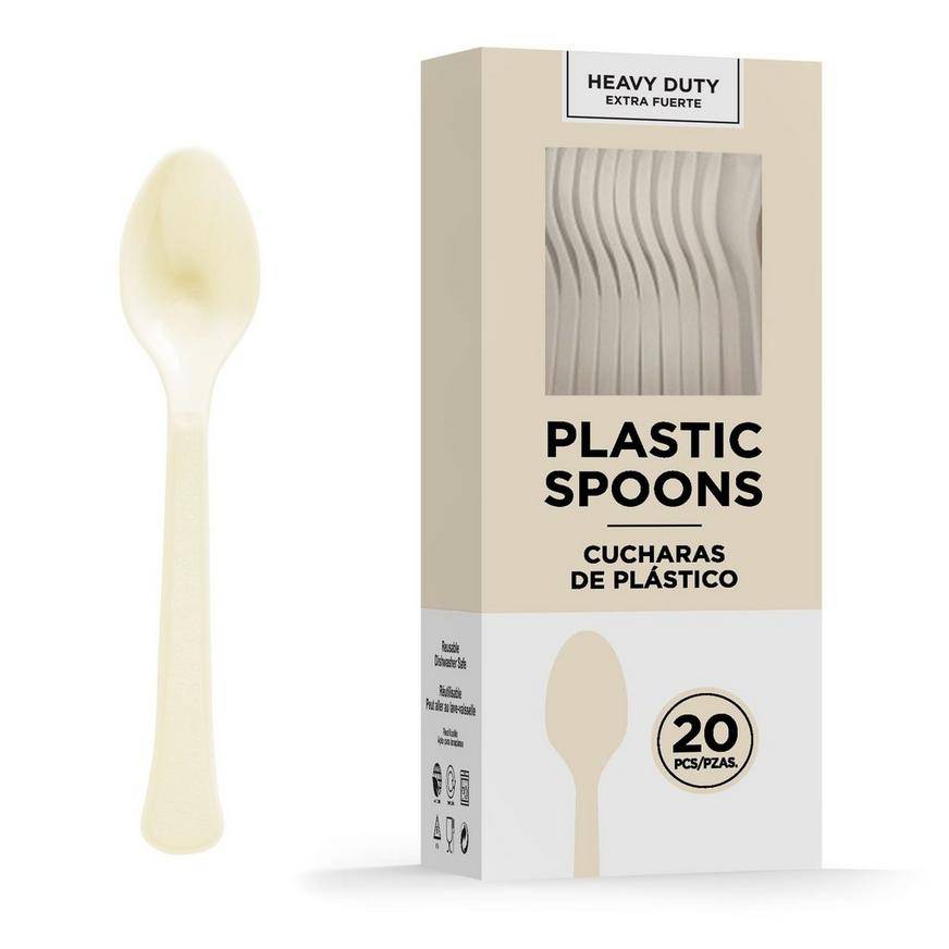 Amscan Heavy Duty Plastic Spoons (20 ct) (vanilla creme)