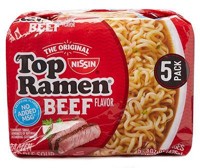 Nissin The Original Top Ramen Noodles Soup, Beef (15 oz, 5 ct)