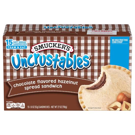 Smucker's Uncrustables Chocolate Flavored Hazelnut Spread Sandwich (15 ct)