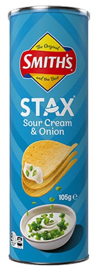 Smith'S Stax Sour Cream & Onion Chips 105G