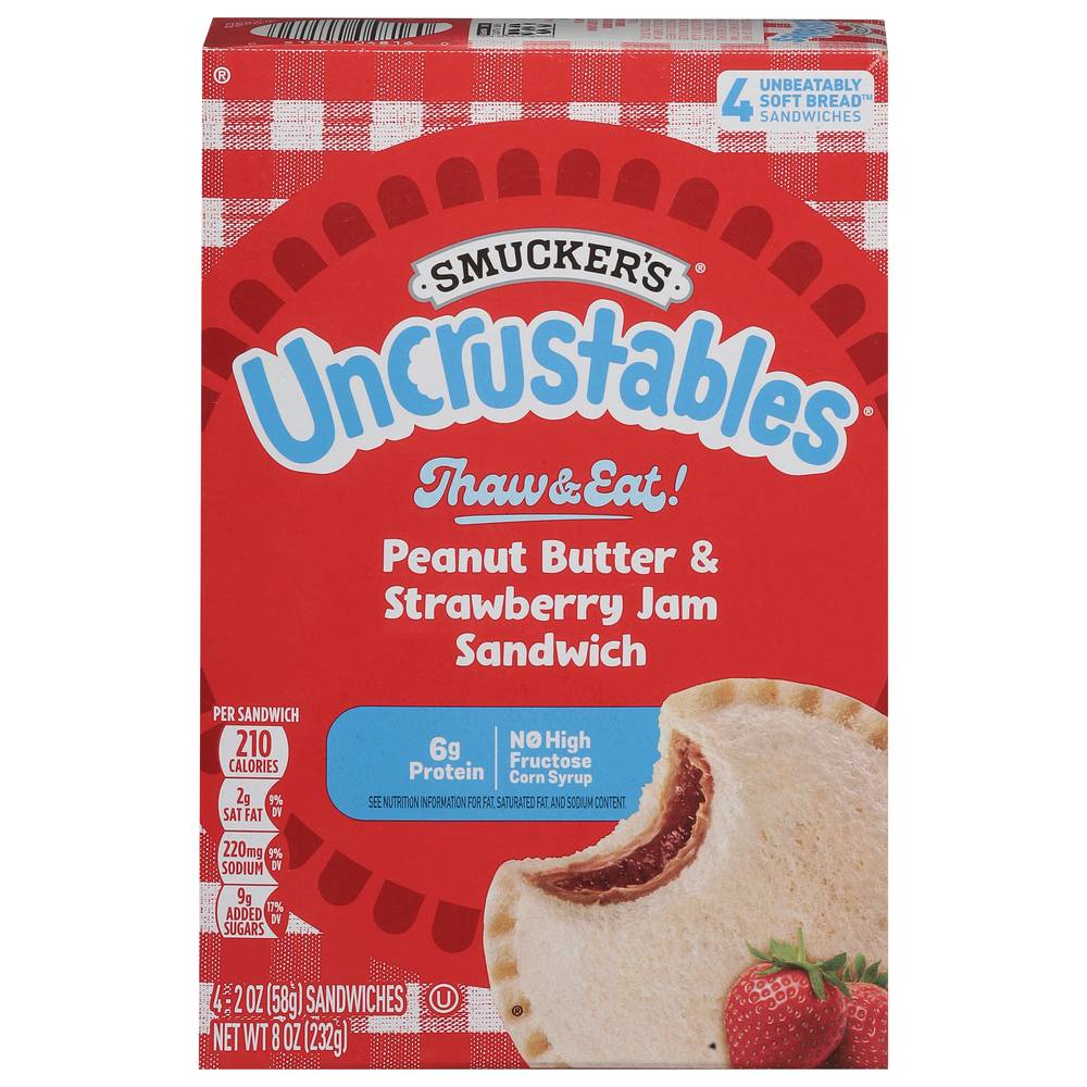 Smucker's Uncrustables Peanut Butter & Strawberry Jam Sandwich (4 x 2 oz)