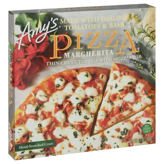 Margherita Pizza Thin Crust Topped with Mozzarella Amy's 13 oz