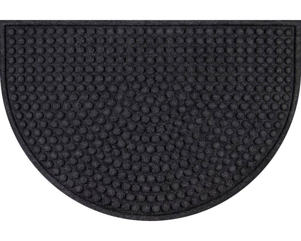 TrafficMaster Onyx Dots Half Round Indoor/Outdoor Mat, 24 In X 36 In, Black