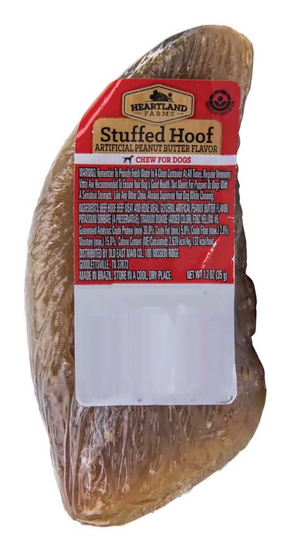 Heartland Farms Stuffed Hoof Chew For Dogs, Peanut Butter (1.2 oz)