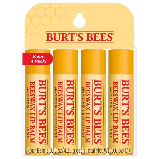 Burt's Bees Beeswax Lip Balm (4 ct)