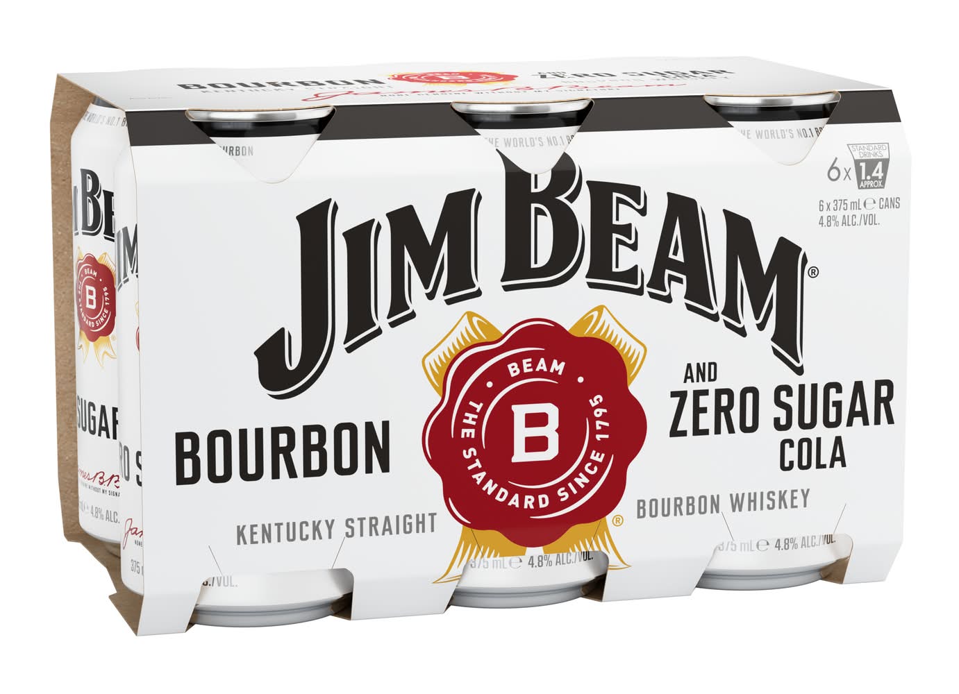Jim Beam Zero Sugar Cola Cans 375mL x Pack 6