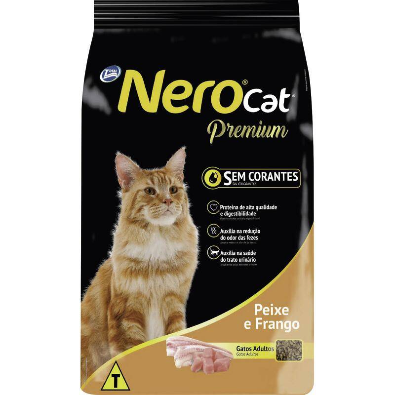 Nero ração seca para gatos adultos premium sabor peixe e frango (1kg)