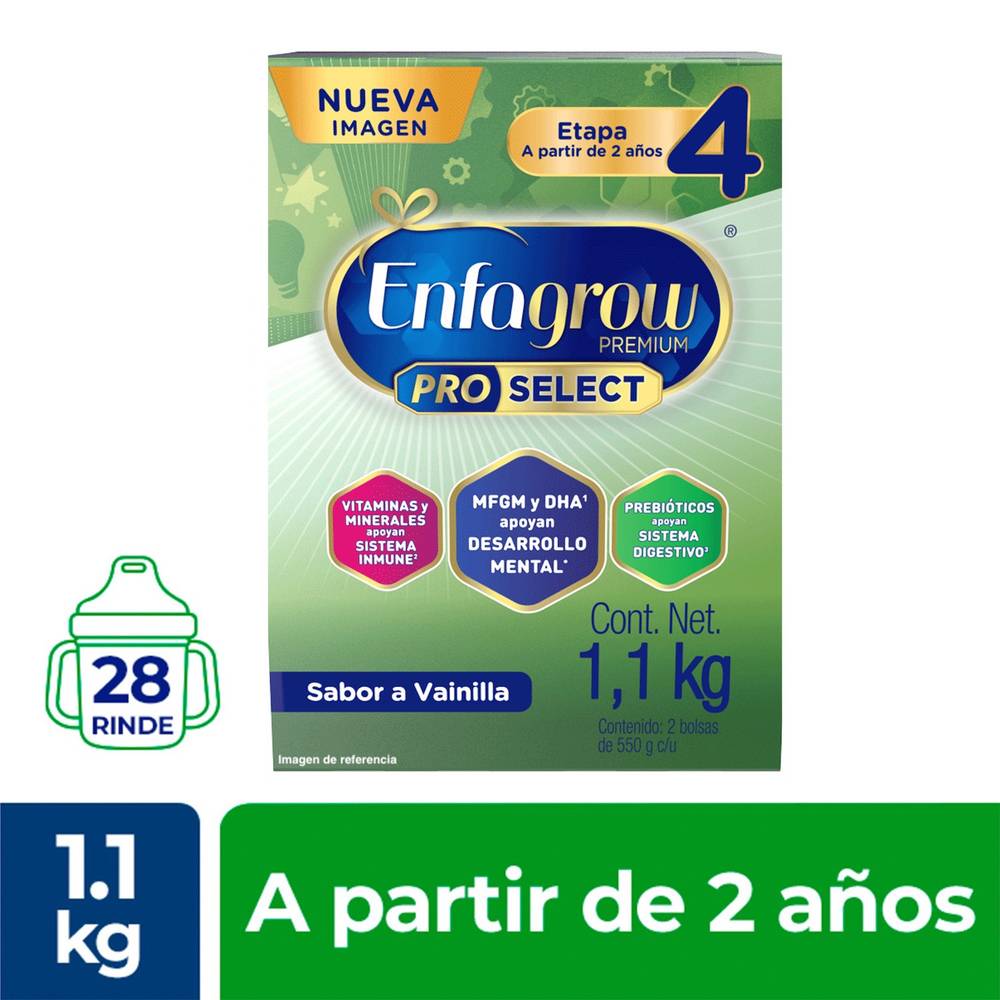 Enfagrow · Premium proselect fórmula infantil etapa 4, vainilla, a partir de 2 años (1,1 kg)