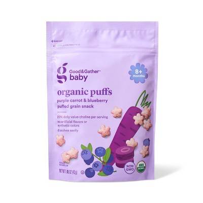 Good & Gather Organic Puffs Purple Carrot & Blueberry Puffed Grain Baby Snacks 8+months (1.48 oz)