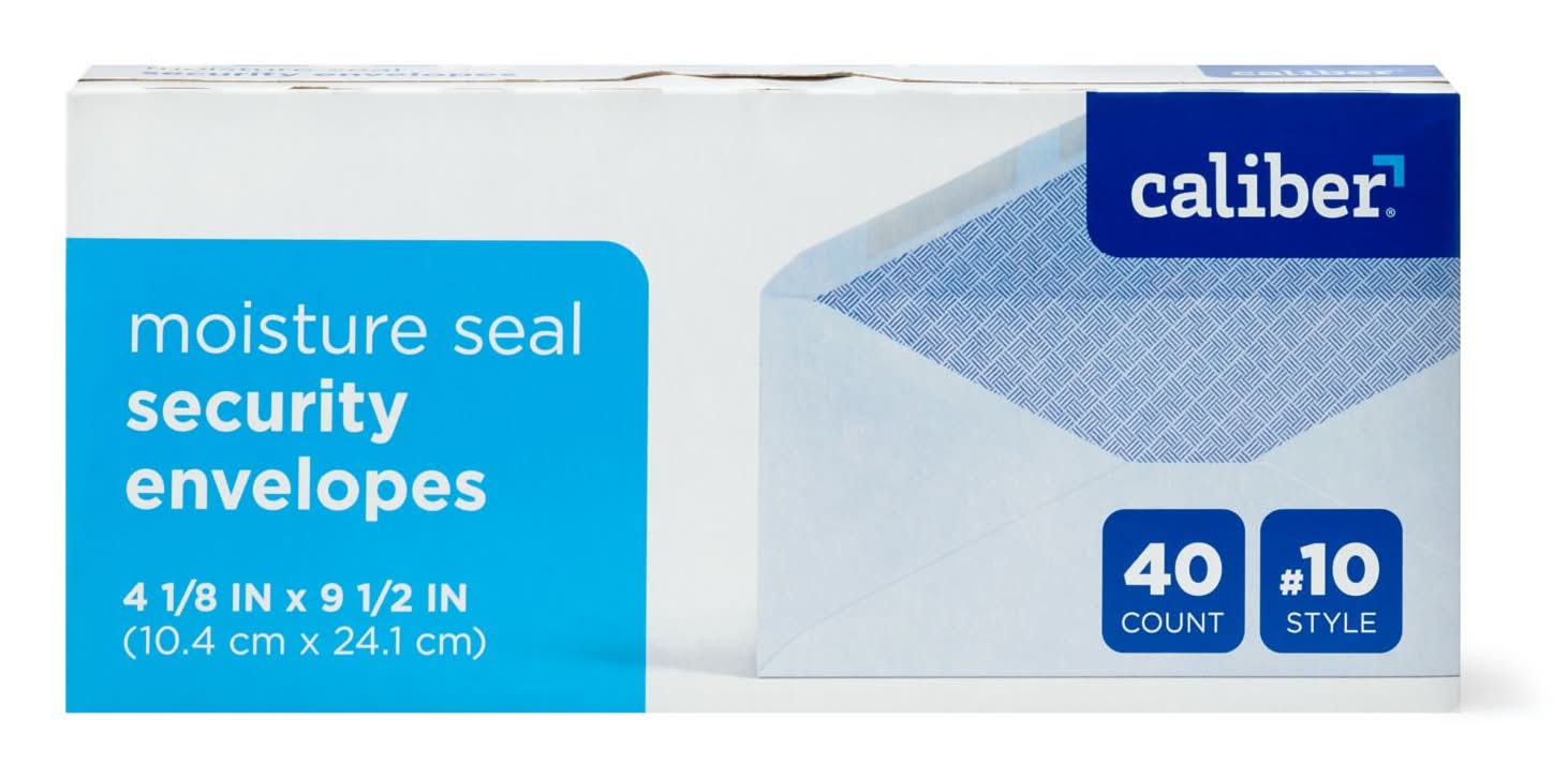 Caliber Security Envelopes, 4.5 in x 9.5 in (40 ct)