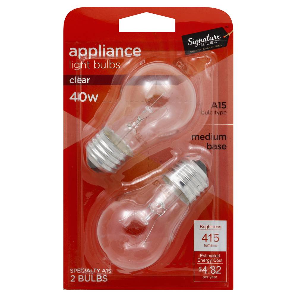Signature Select 40w Clear Appliance Light Bulbs (2 ct)