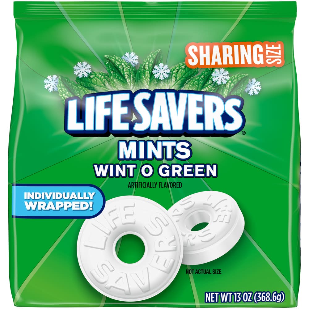 Life Savers Sharing Size Hard Candy Mints, Wint O Green (13 oz)
