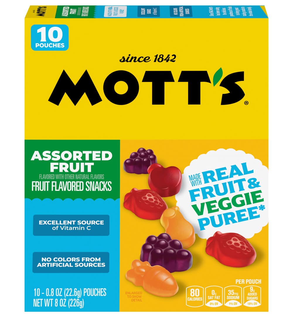 Mott's Fruit Snacks, Assorted (10 x 0.8 oz)