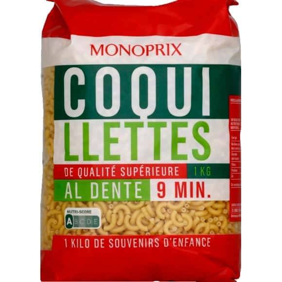 Monoprix Coquillettes, De Qualité Supérieure, Prêt En 9 Minutes Le Paquet De 1Kg