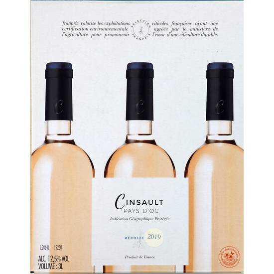Vin rosé de pays d'oc Cinsault Franprix 3l
