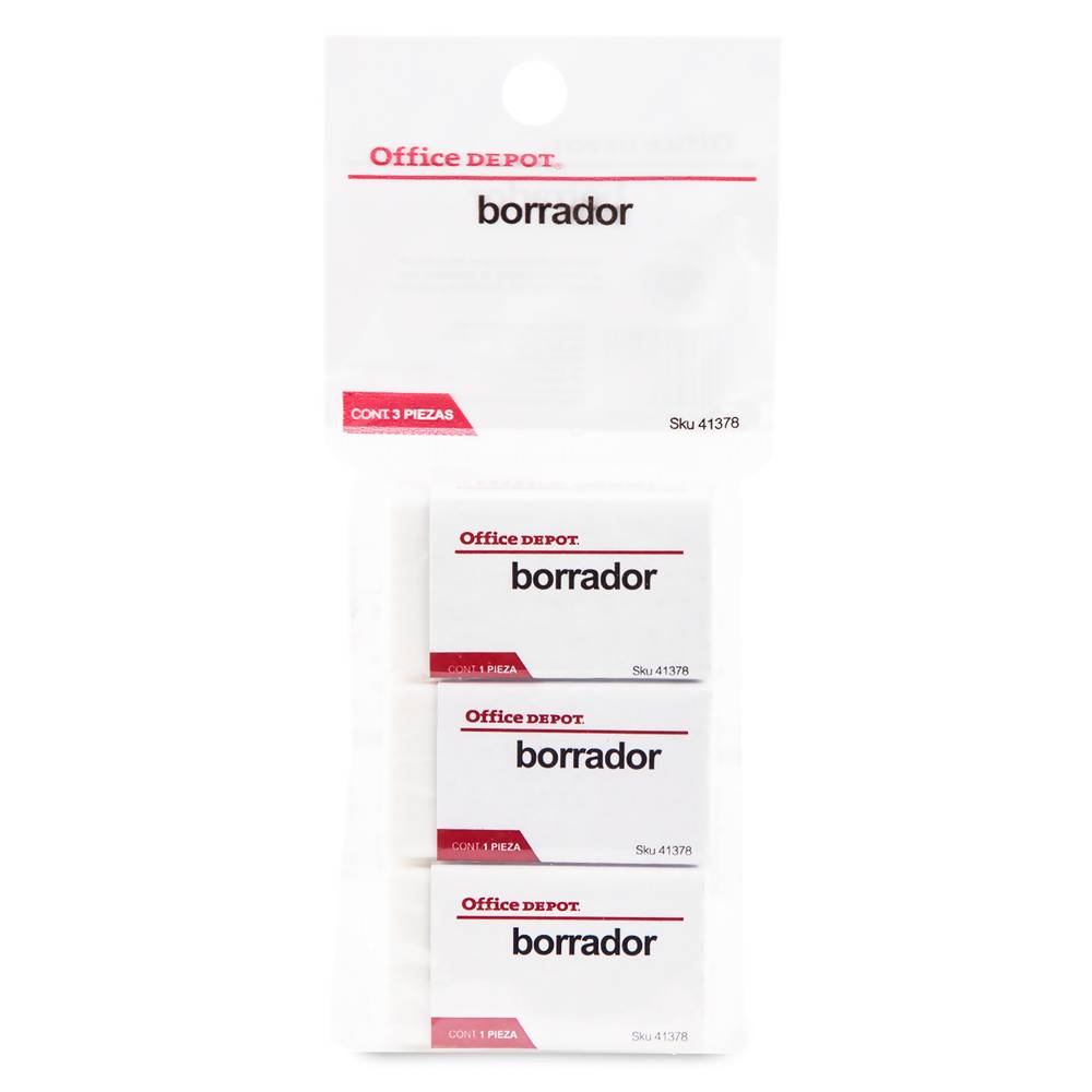 Office depot borrador blanco (blister 3 piezas)