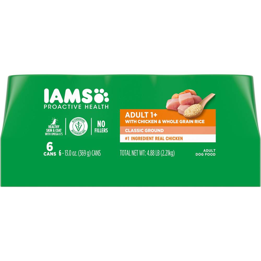 IAMS™ Proactive Health Adult Wet Dog Food - Pate, 6 Count (Flavor: Chicken & Rice, Color: Assorted, Size: 13 Oz)