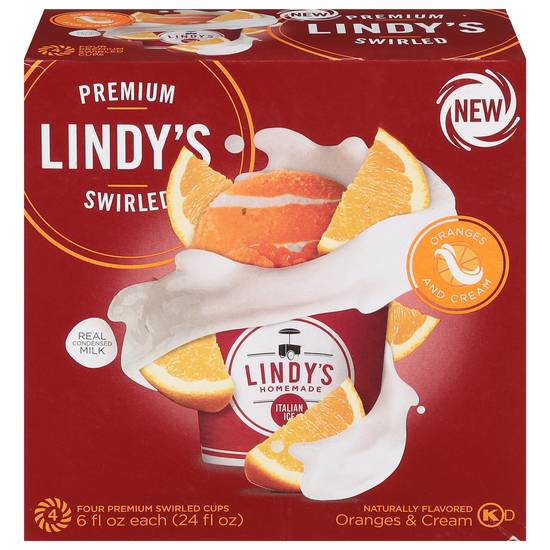 Lindy's Homemade Premium Swirled Oranges & Cream Italian Ice (4 ct)