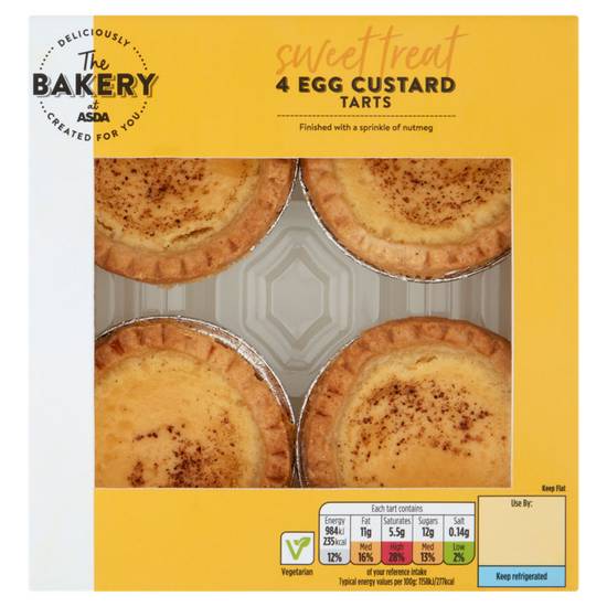 Asda The Bakery 4 Egg Custard Tarts