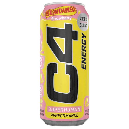 C4 Performance Energy Starburst Strawberry 16 oz Can
