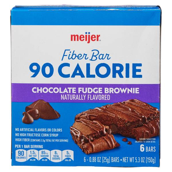 Meijer 90 Calorie Fiber Chocolate Fudge Brownie Granola Bars, 6 Count (0.9 oz)