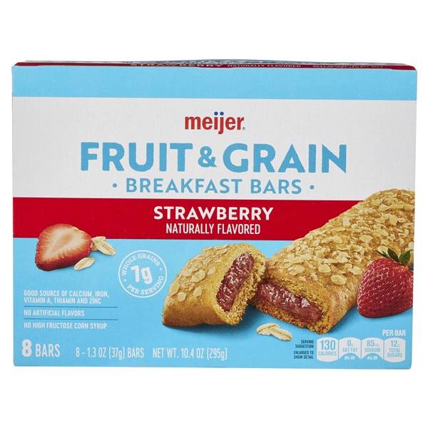 Meijer Fruit & Grain Strawberry Breakfast Bar, 8 Count (1.3 oz)