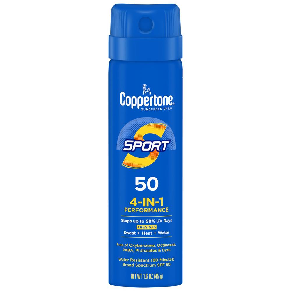Coppertone Sport Broad Spectrum Sunscreen Spray, Water Resistant, SPF 50, 1.6 OZ