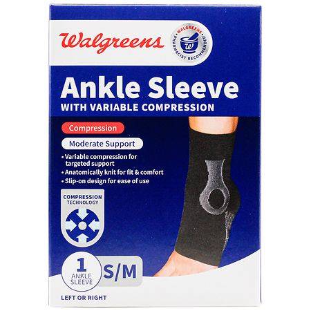 Walgreens Compression Black Small / Medium Ankle Sleeve