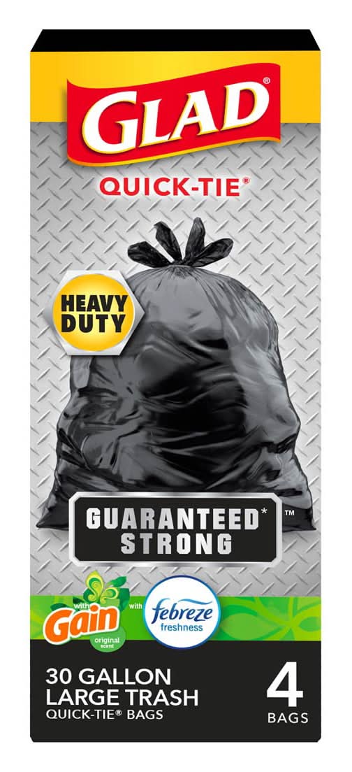 Glad Quick-Tie Large Scented Trash Bags 30 Gallon 4 Bags