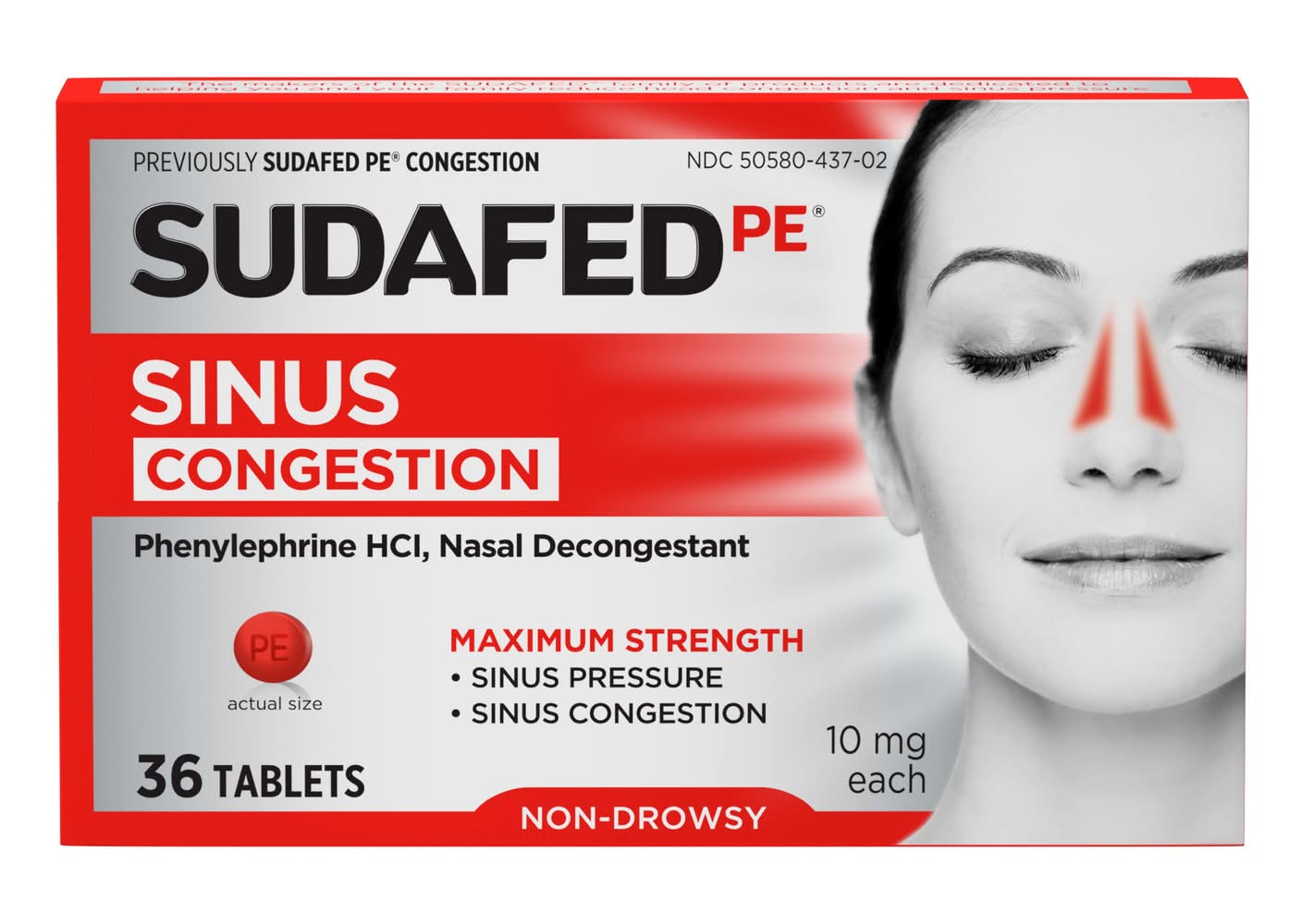 Sudafed PE Congestion & Sinus Pressure Relief Tablets (36 ct)