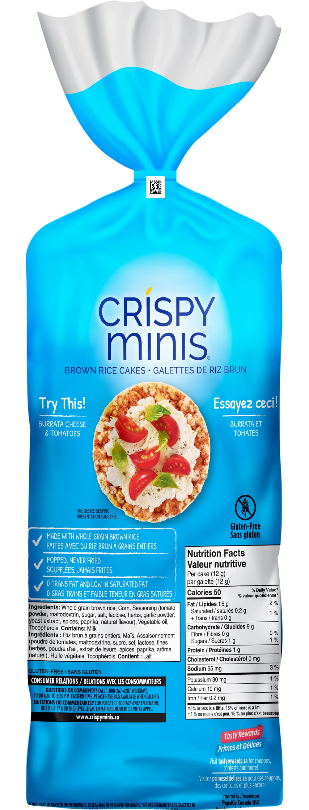 Crispy Minis Brown Rice Cakes, Savoury Tomato-Basil (173 g, 14 ct)