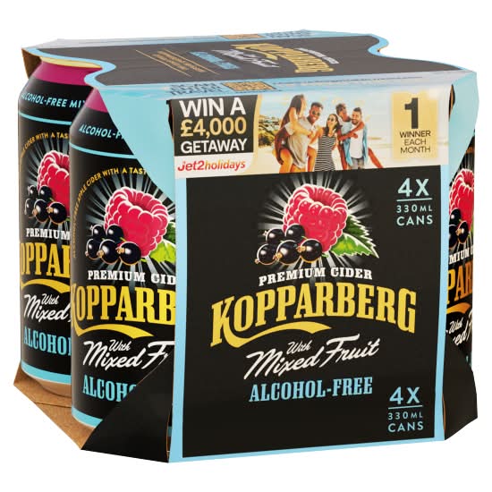 Kopparberg Alcohol-Free Premium Cider With Mixed Fruit (4 x 330ml)