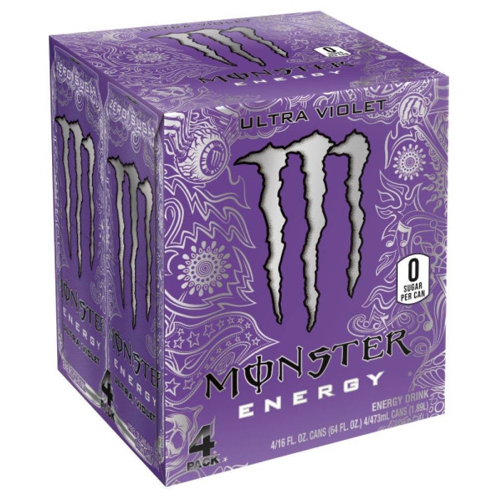 Monster Energy Energy Drink, Ultra Violet (4 x 16 fl oz)