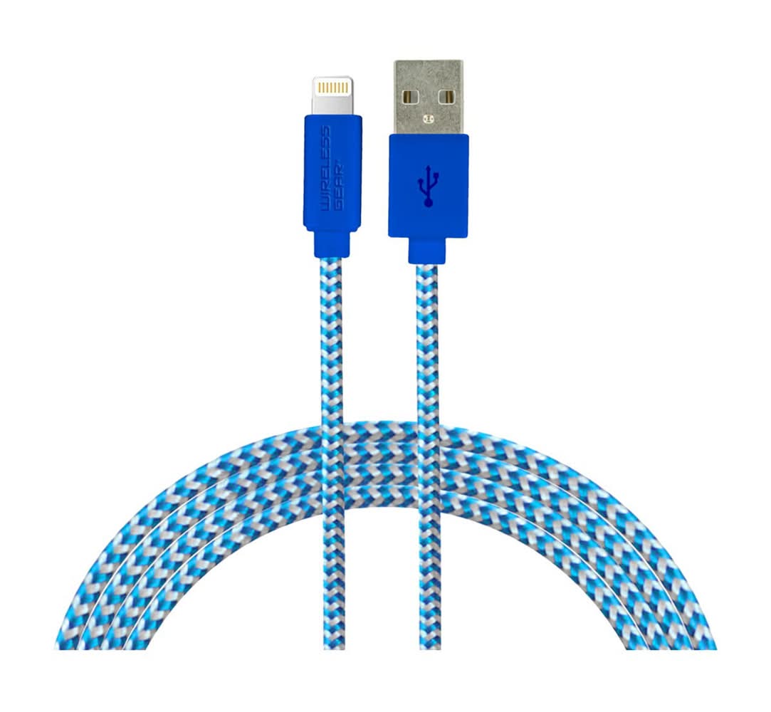 Wireless Gear Lightning Charging Cable, 10 ft, Blue