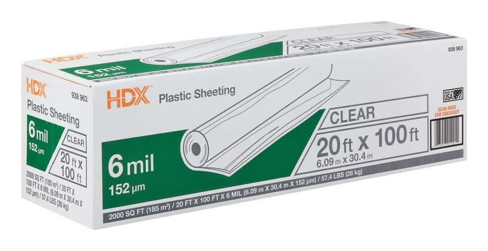 Hdx 20 Ft. X 100 Ft. Clear 6 Mil Plastic Sheeting