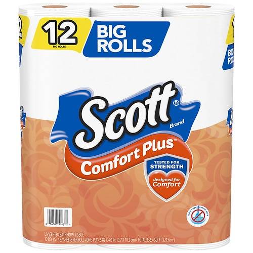 Scott ComfortPlus Toilet Paper, Big Rolls Big Roll - 187.0 ea x 12 pack