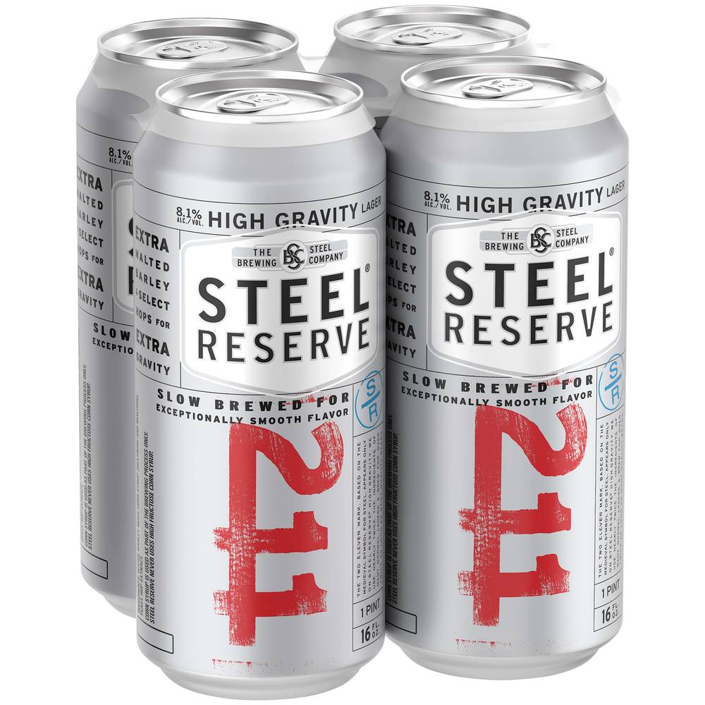 Steel Reserve High Gravity Domestic Lager Beer (4 pack, 16 fl oz)