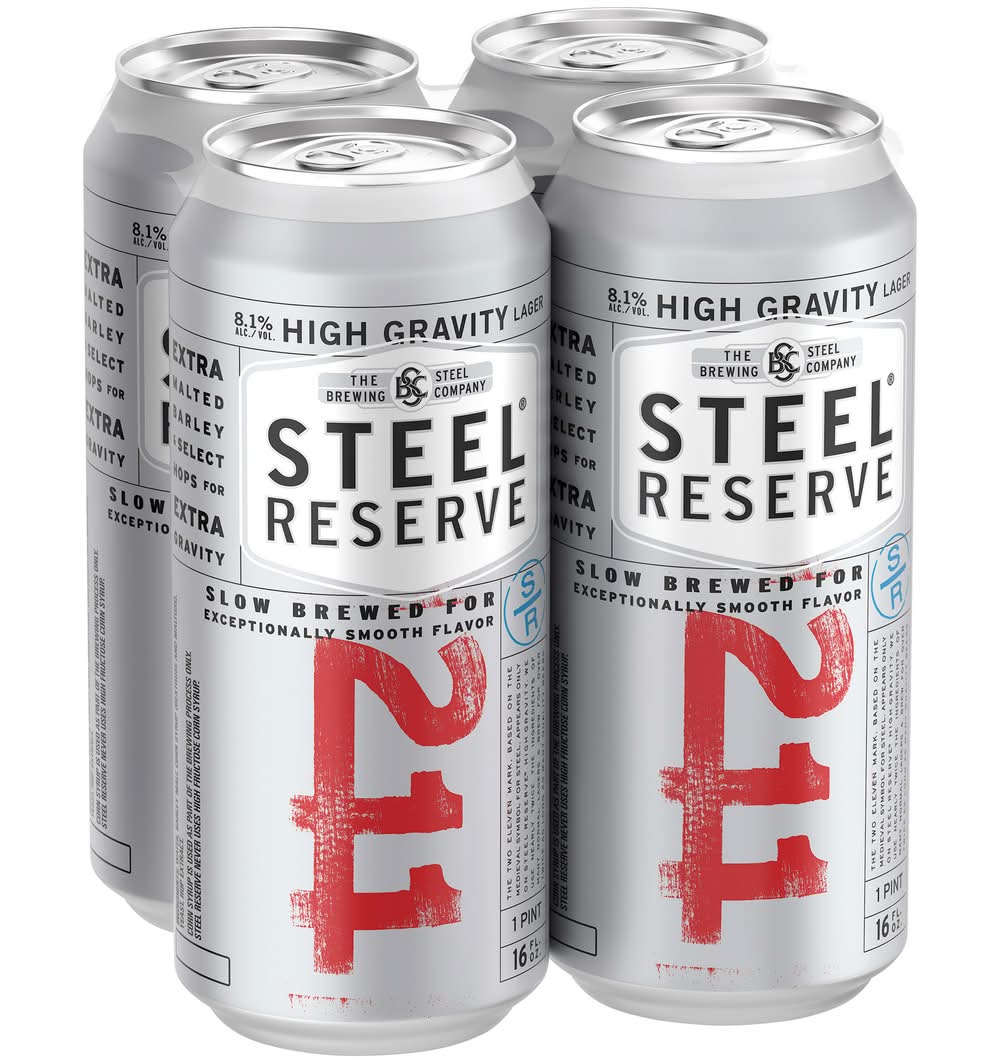 Steel Reserve High Gravity Domestic Lager Beer (4 x 16 fl oz)