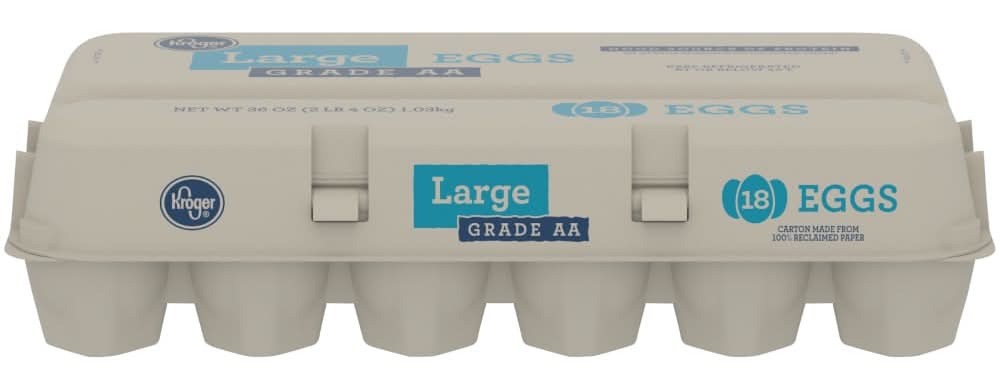 Kroger Grade Aa White Eggs, L (18 ct)