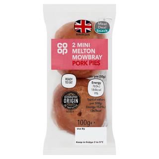 Co-op 2 Mini Melton Mowbray Pork Pies 100g