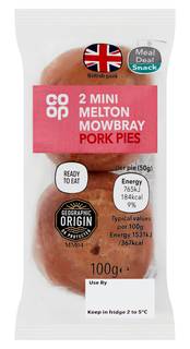 Co-op 2 Mini Melton Mowbray Pork Pies 100g