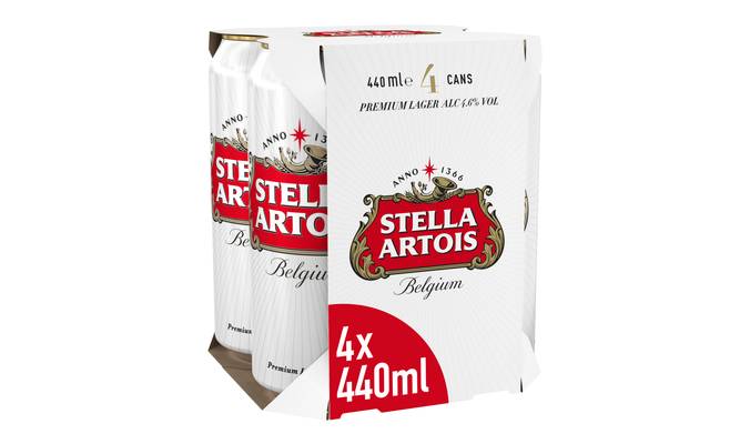 Stella Artois Belgium Premium Lager Beer Cans 4 x 440ml