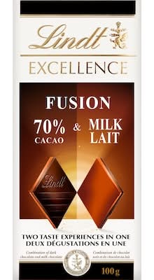 Lindt Barre De Chocolat Noir Et Doux À 70 % De Cacao Excellence Fusion / Excellence Fusion 70% Dark & Milk Chocolate Bar 100.0 G