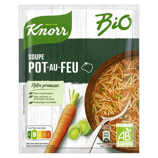 Soupe déshydratée Bio pot au feu 2 portions KNORR : le sachet de 35g à Prix  Carrefour