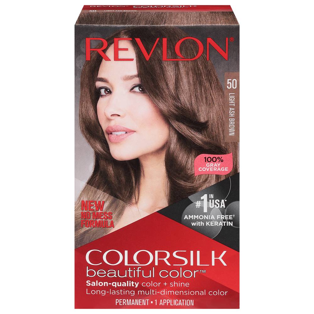 Revlon Colorsilk Permanent Hair Color, Light Ash Brown 50 (4.4 fl oz)