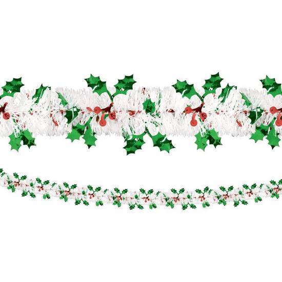 Holly Berries Christmas Tinsel Garland, 18ft