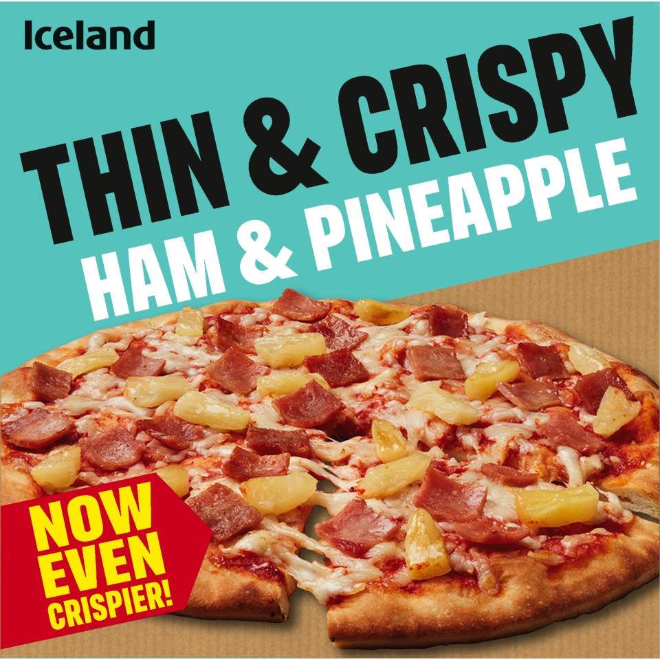 Iceland Thin & Crispy Ham & Pineapple Pizza